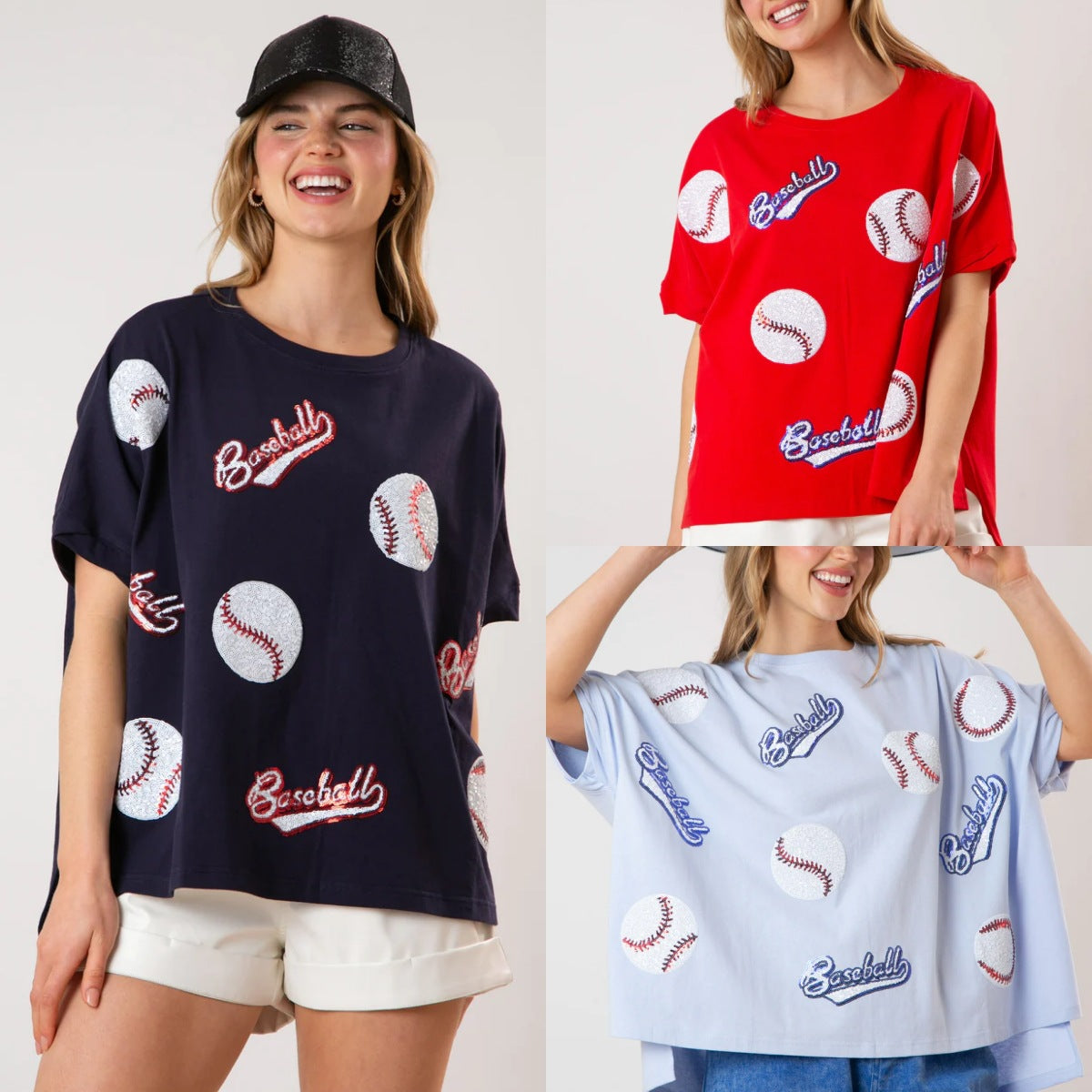 Baseball sequin top