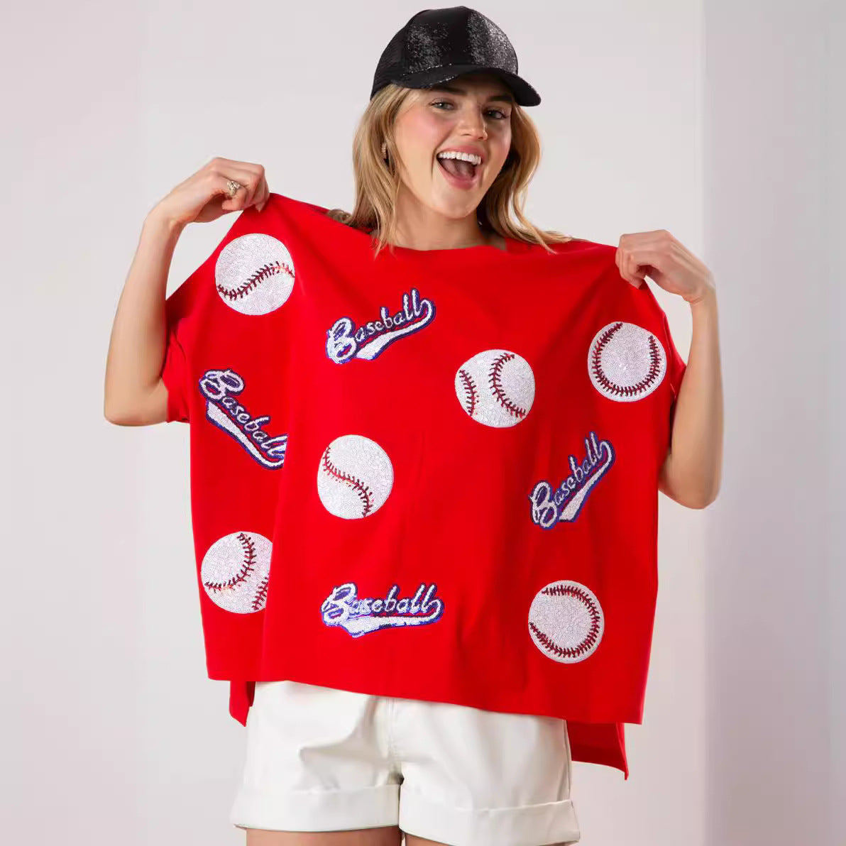 Baseball sequin top