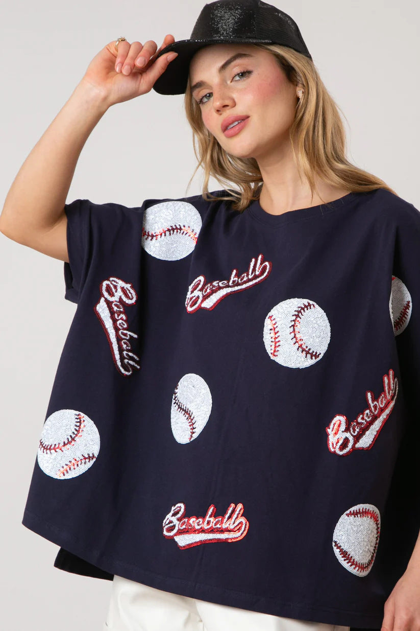 Baseball sequin top