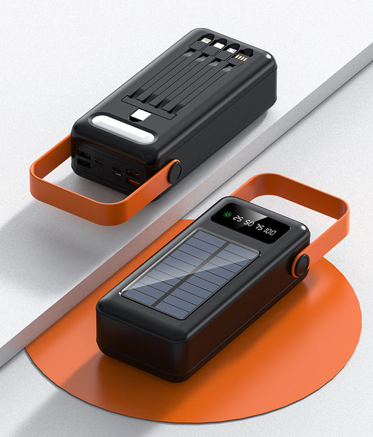 XINLEDI Industrial-Style Solar Power Bank (30,000-100,000mAh) - 10W PD3.0 Charging with Solar Panel