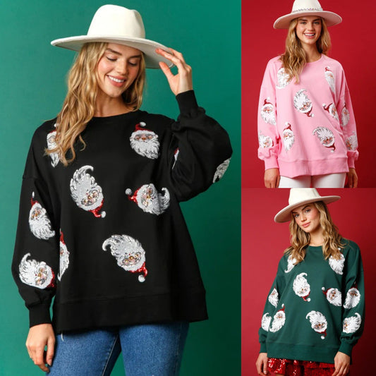 Loose Sequin Christmas Sweatshirt